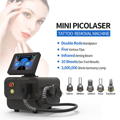 Equipo de eliminación de tatuajes láser compacto y versátil de 1000W de potencia láser de doble barra φ7 φ8 560 * 370 * 550mm