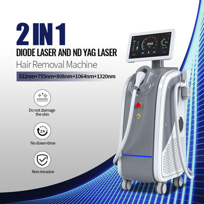 Nuevo sistema de eliminación del vello indoloro de 808nm, máquina de eliminación de tatuajes 2 en 1